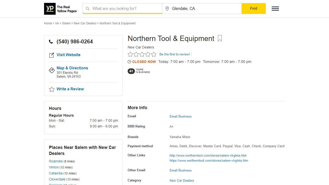 Northern Tool & Equipment in Salem , VA - YP.com